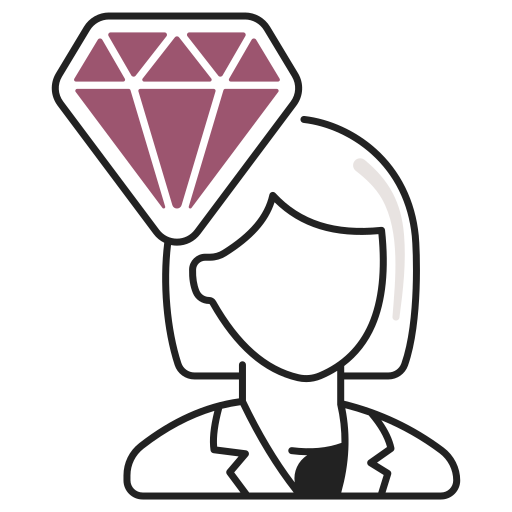 Illustration of a woman with a diamond above her head, symbolising self-worth and inner value.