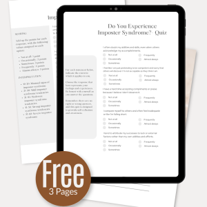 Imposter Syndrome Quiz worksheet printable for identifying self-doubt and building confidence